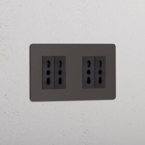 Kew Gniazdo Bipasso x 4 w podwójnej ramce – Brąz, Czarny
