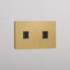 Grove Gniazdo USB-C 30 W x 2 w podwójnej ramce – Antyczny mosiądz, Czarny