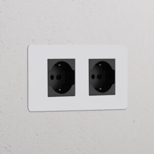 Kew Gniazdo Schuko/Bipasso x 2 w podwójnej ramce – Do malowania, Czarny