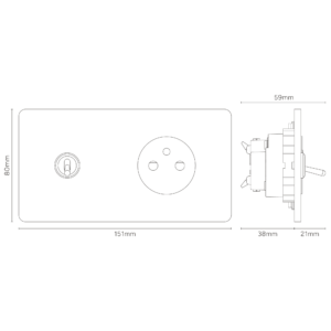 Grove Włącznik dźwigniowy i gniazdo francusko/belgijskie typu E w podwójnej ramce – Antyczny mosiądz, Czarny