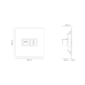 Kew Gniazdo RJ45 i HDMI w pojedynczej ramce – Do malowania, Czarny