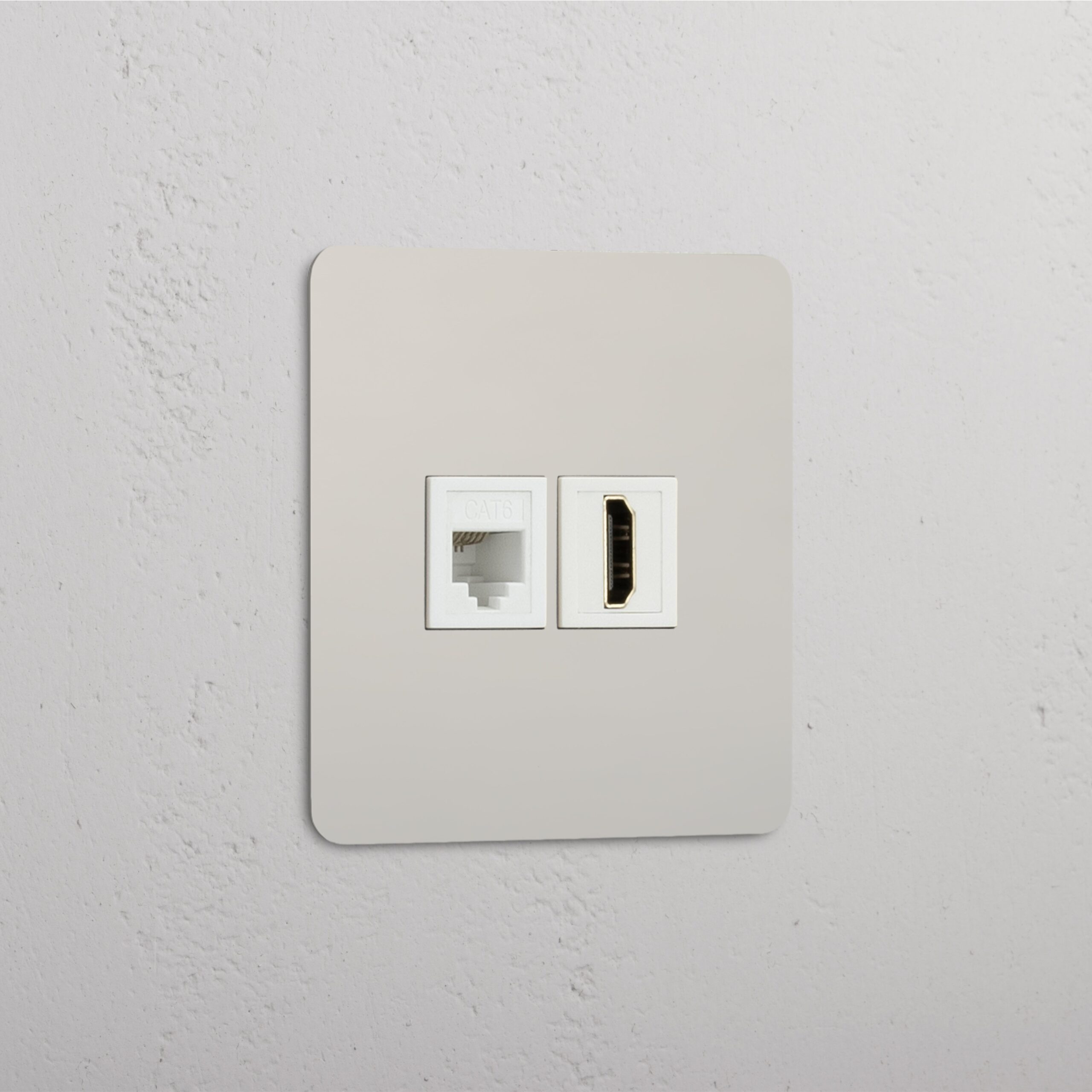 Kew Gniazdo RJ45 i HDMI w pojedynczej ramce – Polerowany nikiel, Biały