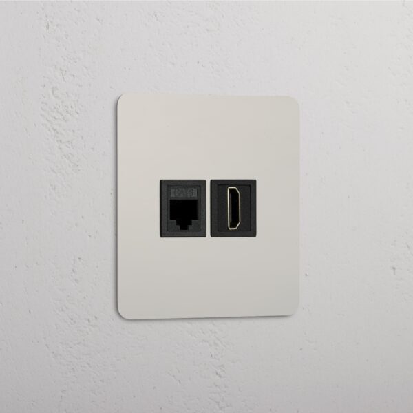 Kew Gniazdo RJ45 i HDMI w pojedynczej ramce – Polerowany nikiel, Czarny