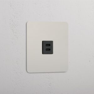 Kew Gniazdo USB-C 30 W w pojedynczej ramce – Polerowany nikiel, Czarny