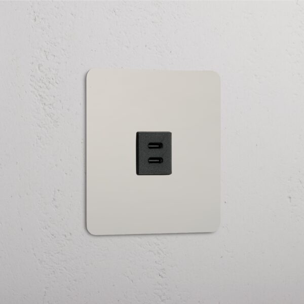 Kew Gniazdo USB-C 30 W w pojedynczej ramce – Polerowany nikiel, Czarny