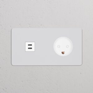 Kew Gniazdo USB-C 30 W i duńskie typu K w podwójnej ramce – Do malowania, Biały