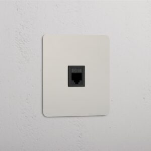 Kew Gniazdo RJ45 w pojedynczej ramce – Polerowany nikiel, Czarny