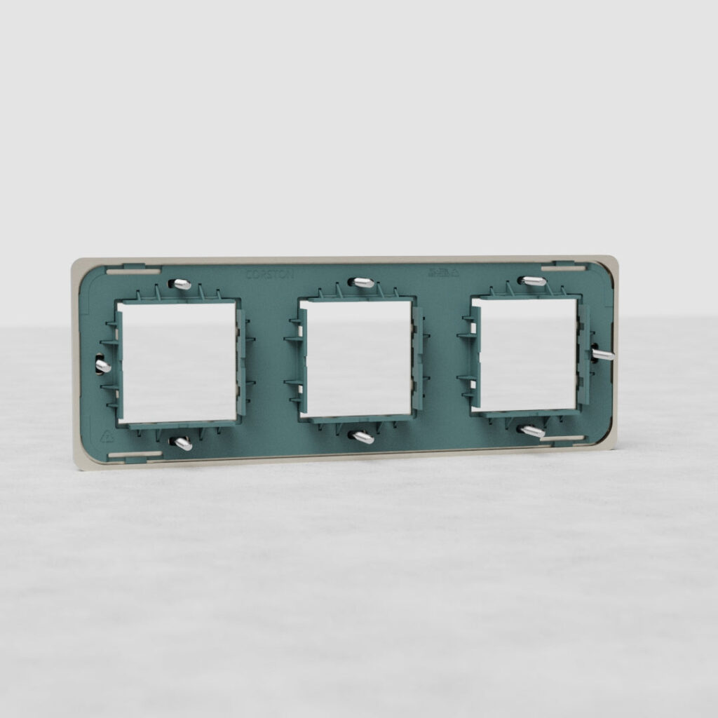 Grove Potrójna ramka modułowa na 3 x 45 mm moduły – Satynowy nikiel