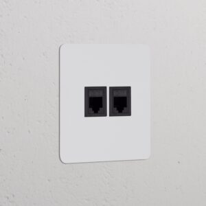 Kew Gniazdo RJ45 x 2 w pojedynczej ramce – Do malowania, Czarny
