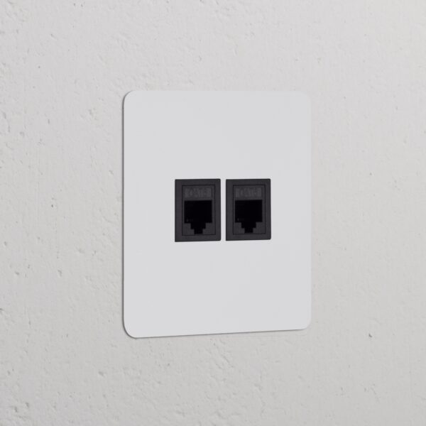 Kew Gniazdo RJ45 x 2 w pojedynczej ramce – Do malowania, Czarny