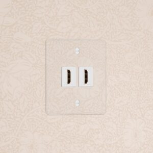 Kew Gniazdo HDMI x 2 w pojedynczej ramce – Przezroczysty, Biały
