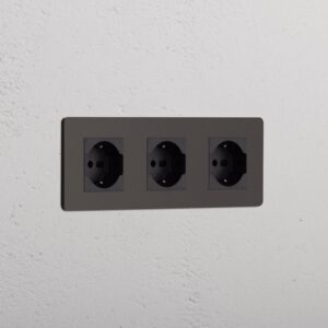 Grove Gniazdo Schuko/Bipasso x 3 w potrójnej ramce – Brąz, Czarny