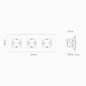 Kew Gniazdo Schuko typu F x 3 w potrójnej ramce – Polerowany nikiel, Biały