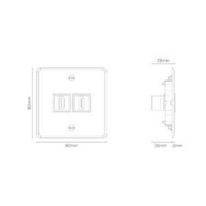Kew Gniazdo HDMI x 2 w pojedynczej ramce – Przezroczysty, Biały