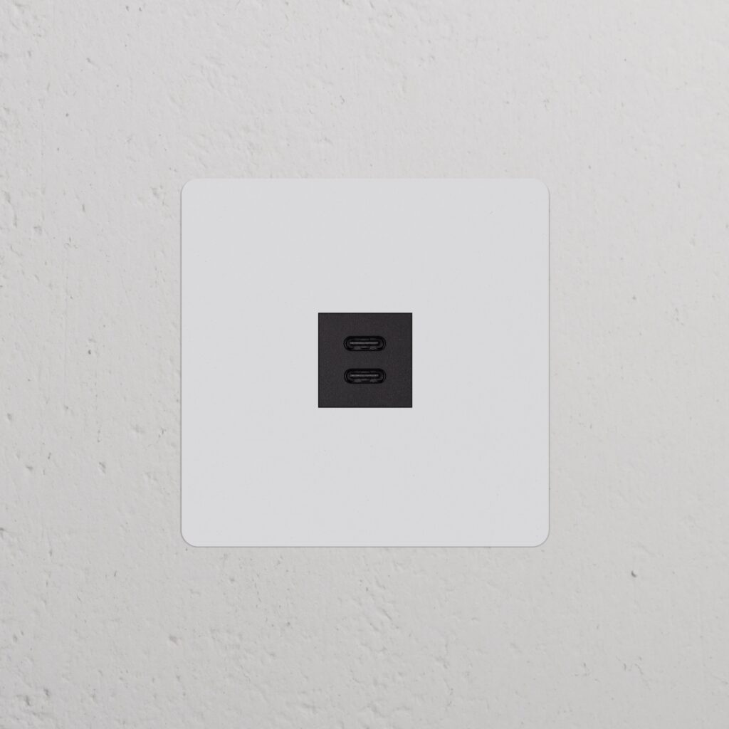 Kew Gniazdo USB-C 30 W w pojedynczej ramce – Do malowania, Czarny