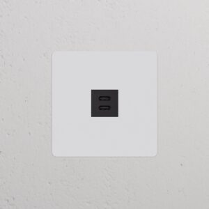 Kew Gniazdo USB-C 30 W w pojedynczej ramce – Do malowania, Czarny