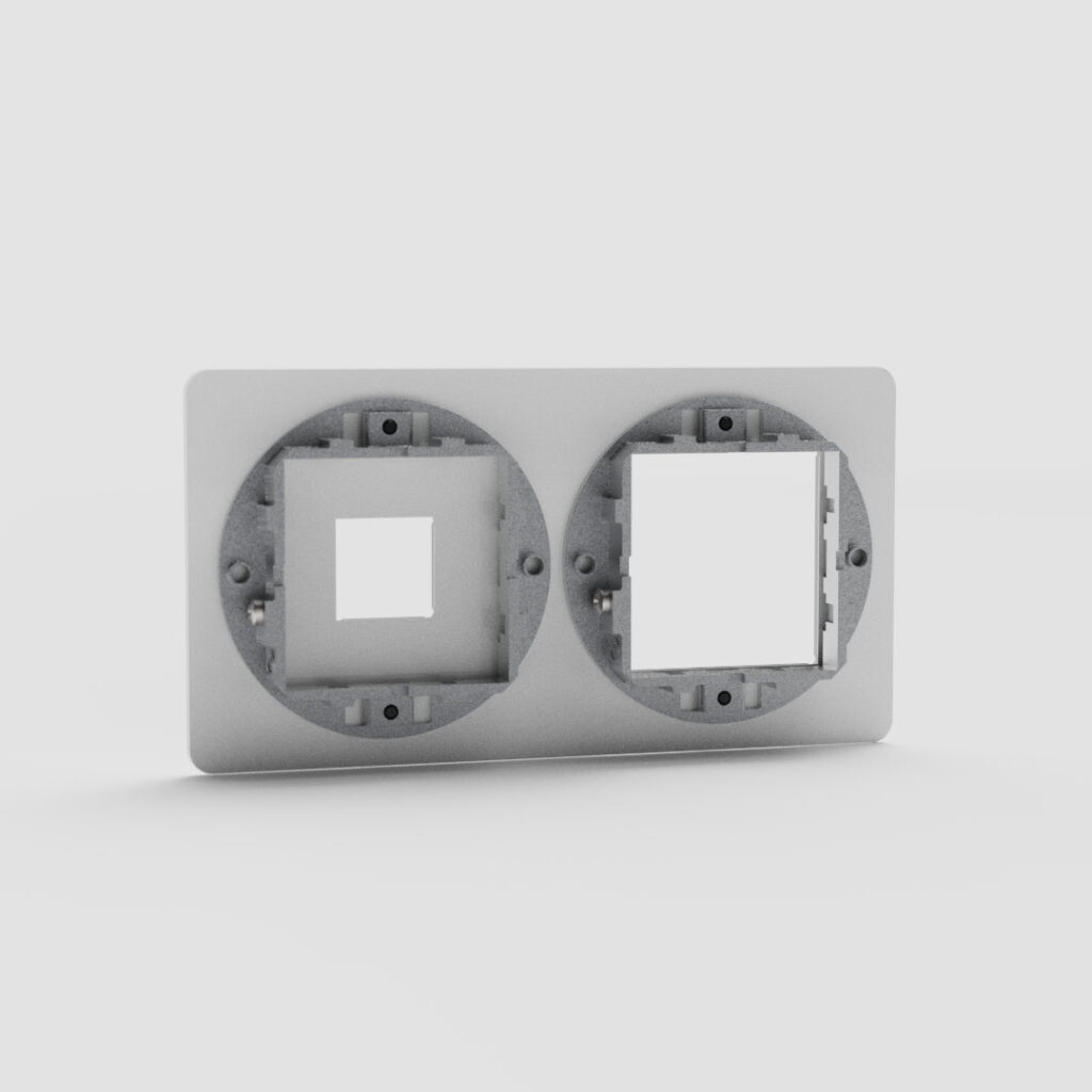 Kew Podwójna ramka modułowa na 1 x keystone oraz 1 x moduł 45 mm – Przezroczysty, Biały