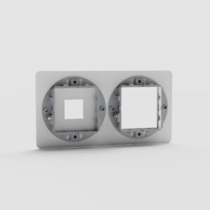 Kew Podwójna ramka modułowa na 1 x keystone oraz 1 x moduł 45 mm – Przezroczysty, Biały