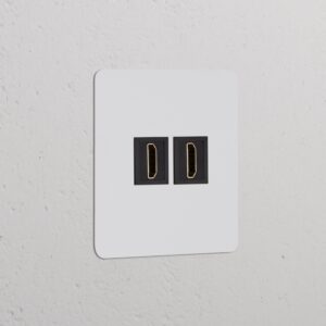 Kew Gniazdo HDMI x 2 w pojedynczej ramce – Do malowania, Czarny
