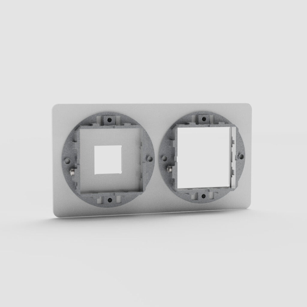 Kew Podwójna ramka modułowa na 1 x keystone oraz 1 x moduł 45 mm – Przezroczysty, Czarny