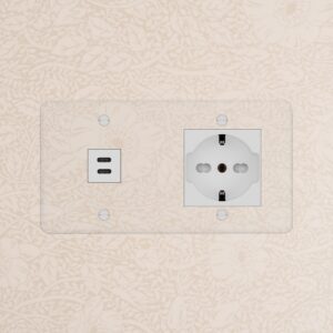 Kew Gniazdo USB-C 30 W i Schuko/Bipasso w podwójnej ramce – Przezroczysty, Biały