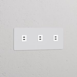 Kew Gniazdo USB-C 30 W x 3 w potrójnej ramce – Do malowania, Biały
