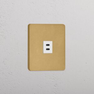 Grove Gniazdo USB-C 30 W w pojedynczej ramce – Antyczny mosiądz, Biały