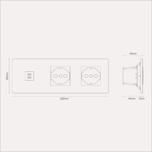 Grove Gniazdo USB-C 30 W i Schuko/Bipasso x 2 w potrójnej ramce – Brąz, Czarny