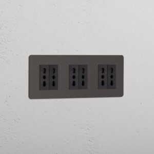 Kew Gniazdo Bipasso x 6 w potrójnej ramce – Brąz, Czarny