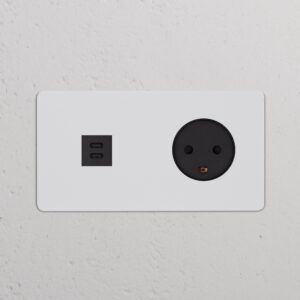 Kew Gniazdo USB-C 30 W i duńskie typu K w podwójnej ramce – Do malowania, Czarny