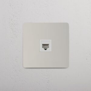 Kew Gniazdo RJ45 w pojedynczej ramce – Polerowany nikiel, Biały