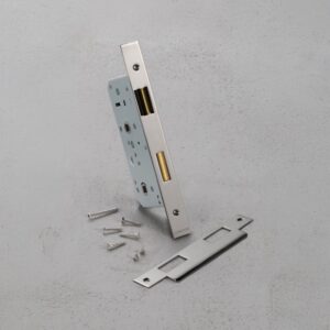 Zamek wpuszczany łazienkowy 60 mm – Polerowany nikiel