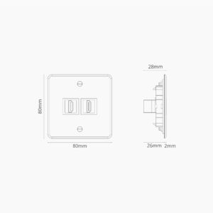Kew Gniazdo HDMI x 2 w pojedynczej ramce – Przezroczysty, Biały