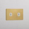 Grove Gniazdo USB-C 30 W x 2 w podwójnej ramce – Antyczny mosiądz, Biały