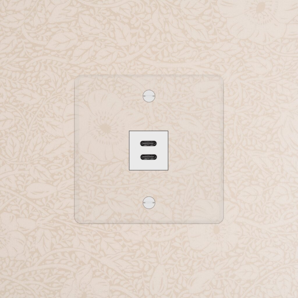 Kew Gniazdo USB-C 30 W w pojedynczej ramce – Przezroczysty, Biały