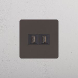 Kew Gniazdo HDMI x 2 w pojedynczej ramce – Brąz, Czarny