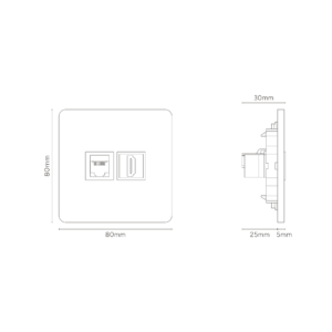 Grove Gniazdo RJ45 i HDMI w pojedynczej ramce – Polerowany nikiel, Biały