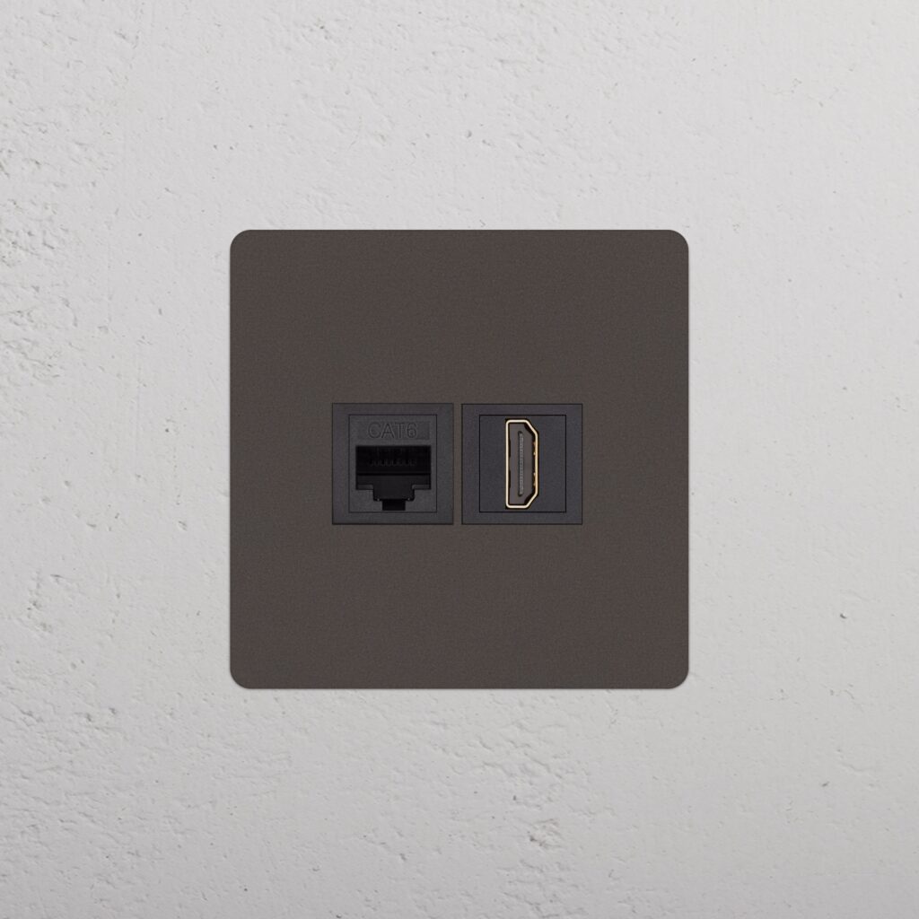 Kew Gniazdo RJ45 i HDMI w pojedynczej ramce – Brąz, Czarny