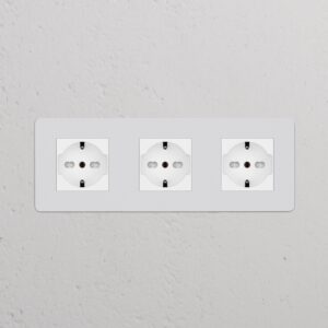 Kew Gniazdo Schuko/Bipasso x 3 w potrójnej ramce – Do malowania, Biały