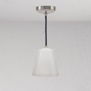 Richmond średnia lampa wisząca z delikatną porcelaną – Polerowany nikiel