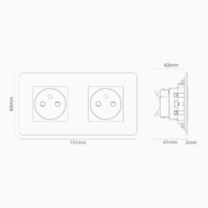 Kew Gniazdo francusko/belgijskie typu E x 2 w podwójnej ramce – Antyczny mosiądz, Czarny