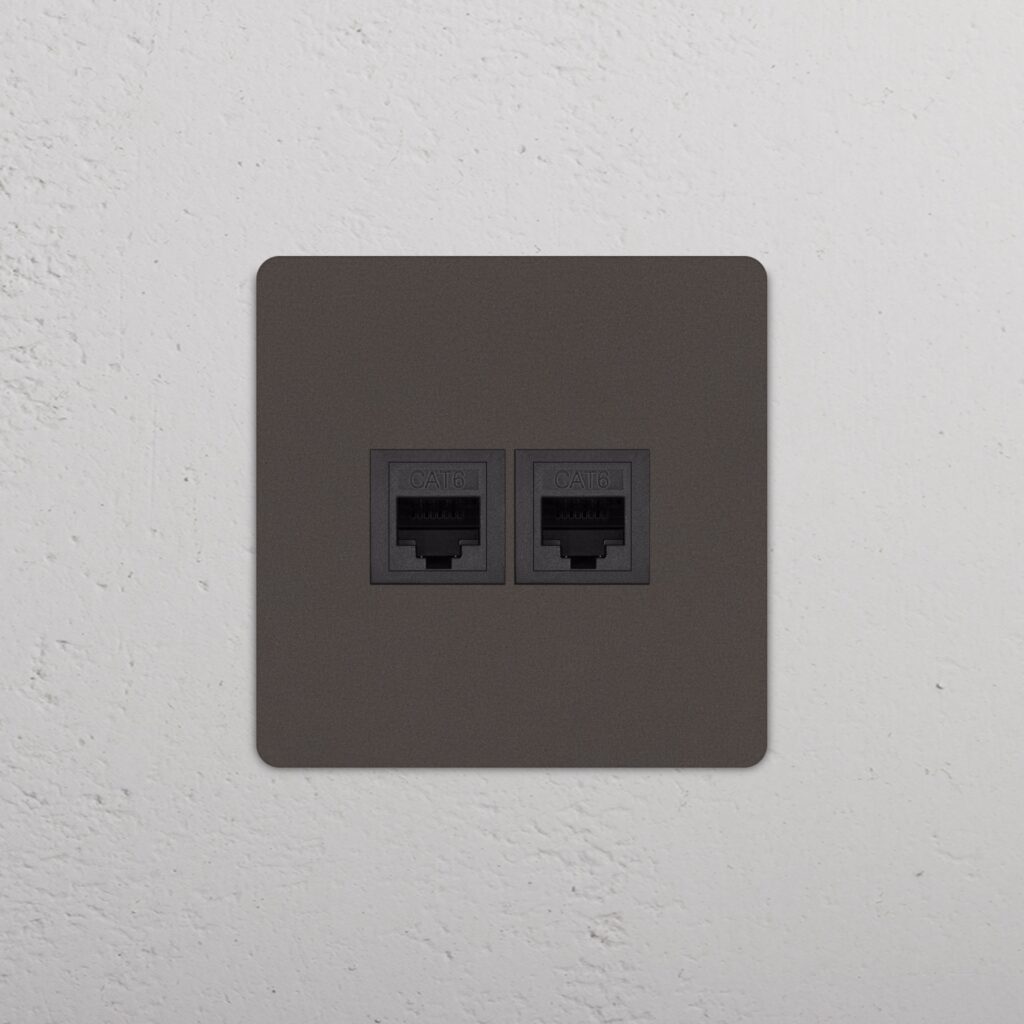 Grove Gniazdo RJ45 x 2 w pojedynczej ramce – Brąz, Czarny