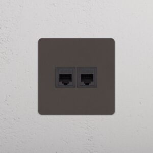 Grove Gniazdo RJ45 x 2 w pojedynczej ramce – Brąz, Czarny