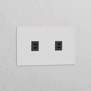 Kew Gniazdo USB-C 30 W x 2 w podwójnej ramce – Do malowania, Czarny