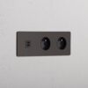 Grove Gniazdo USB-C 30 W i francusko/belgijskie typu E x 2 w potrójnej ramce – Brąz, Czarny