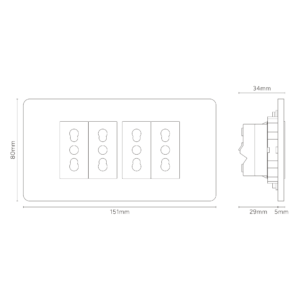 Grove 4-Module 4x Bipasso Socket – Satynowy nikiel, Biały