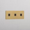 Grove Gniazdo USB-C 30 W x 3 w potrójnej ramce – Antyczny mosiądz, Czarny