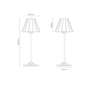 Cotswold lampa stołowa z delikatną porcelaną z możliwością ładowania – Satynowy nikiel, 2700k