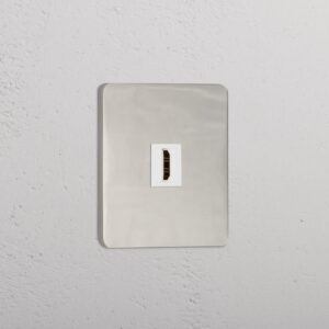 Grove Gniazdo HDMI w pojedynczej ramce – Polerowany nikiel, Biały