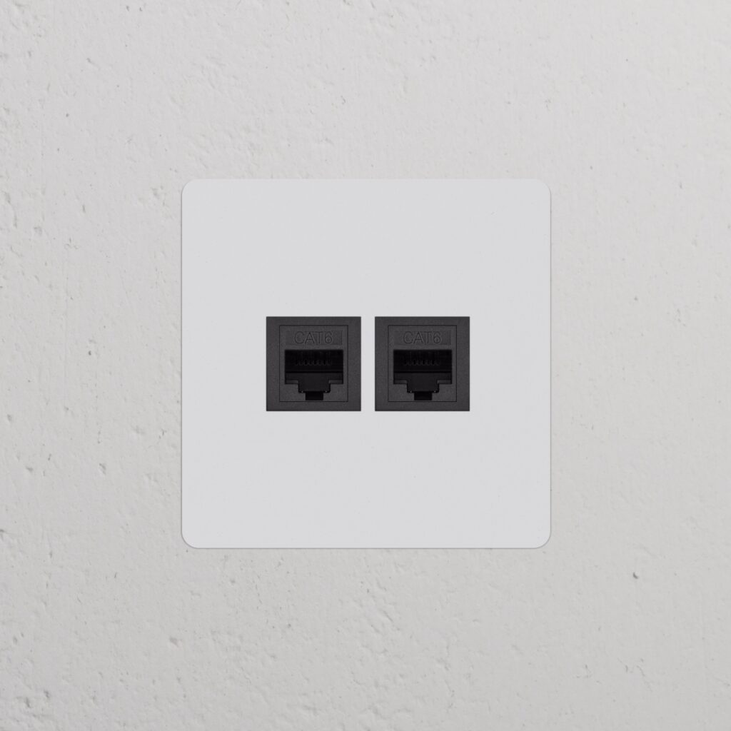 Kew Gniazdo RJ45 x 2 w pojedynczej ramce – Do malowania, Czarny